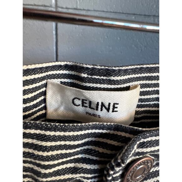 Men's Celine Homme Heidi Slimane Navy Hickory Flared Striped Trousers size 34 - Picture 5 of 7